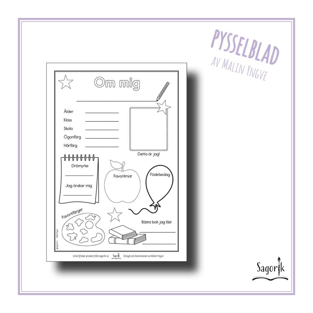 Pysselblad Om mig (skolstart)