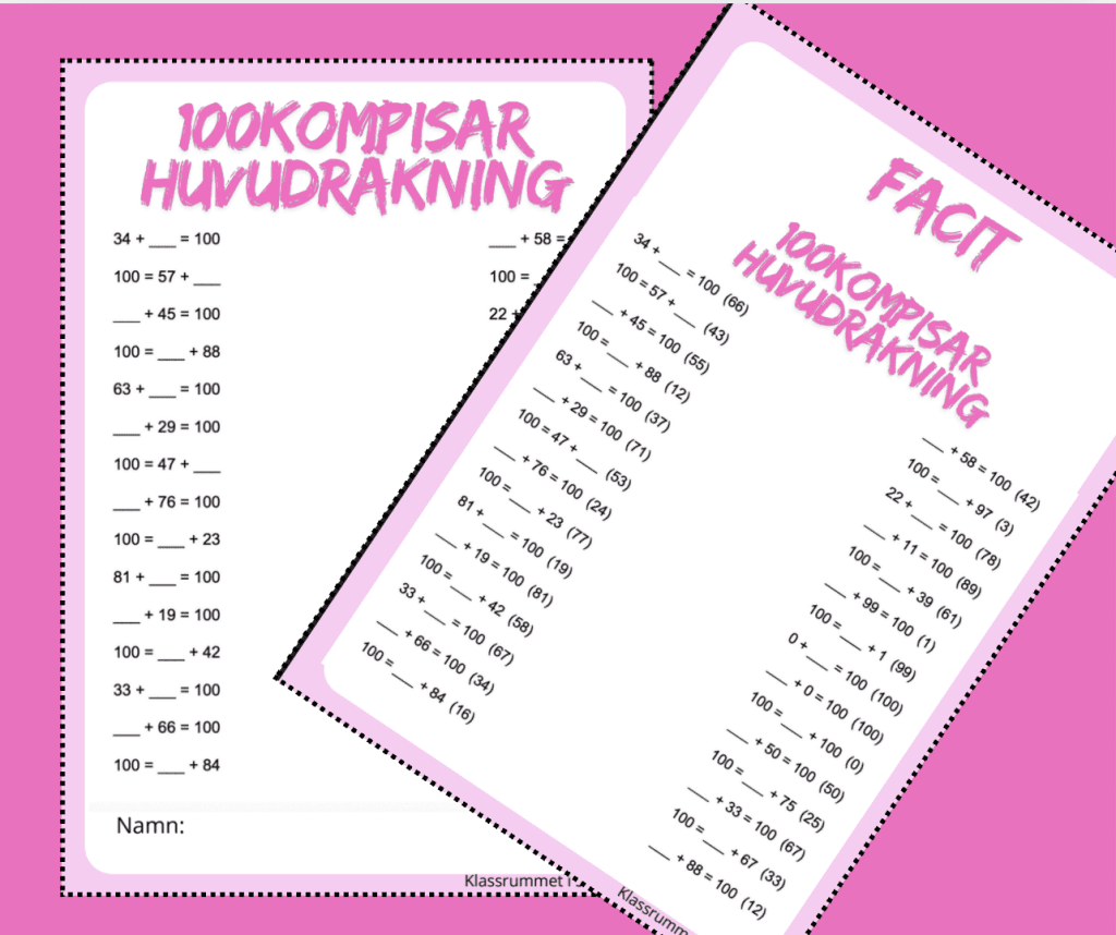 Huvudräkning – 100kompisar