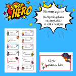 Namnskyltar superhjältar (redigeringsbara) - bild 1