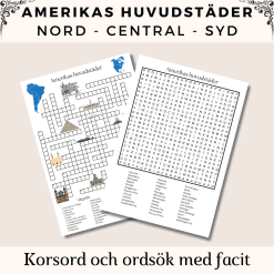 Korsord - Amerikas Huvudstäder