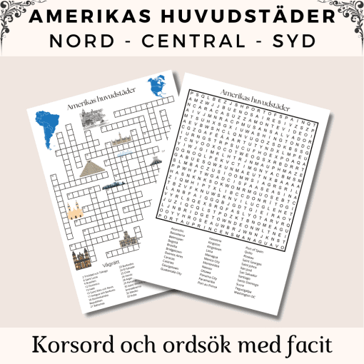 Korsord - Amerikas Huvudstäder