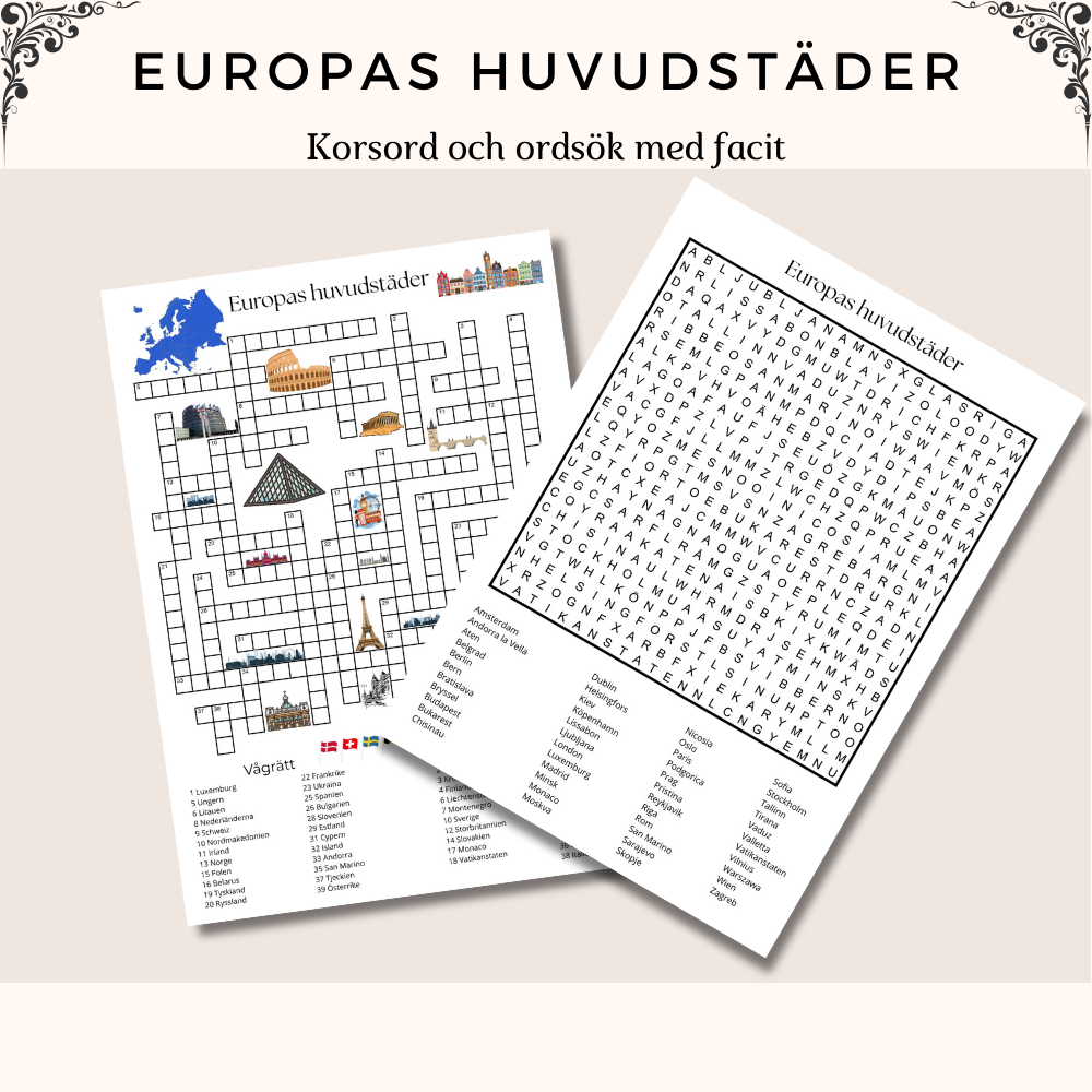 Korsord – Europas huvudstäder