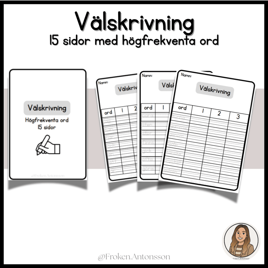 Välskrivning – 15 sidor med högfrekventa ord