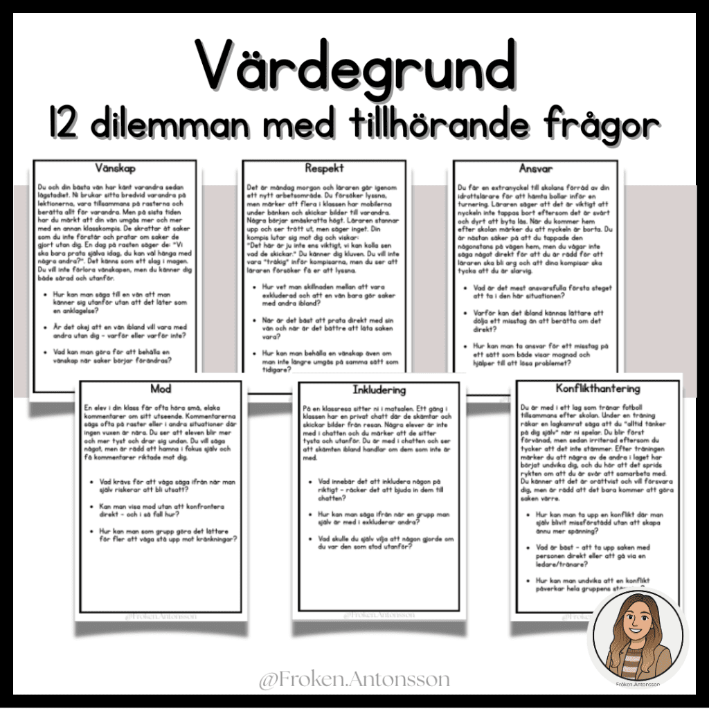 Värdegrund – vänskap, respekt, ansvar, mod, inkludering & konflikthantering