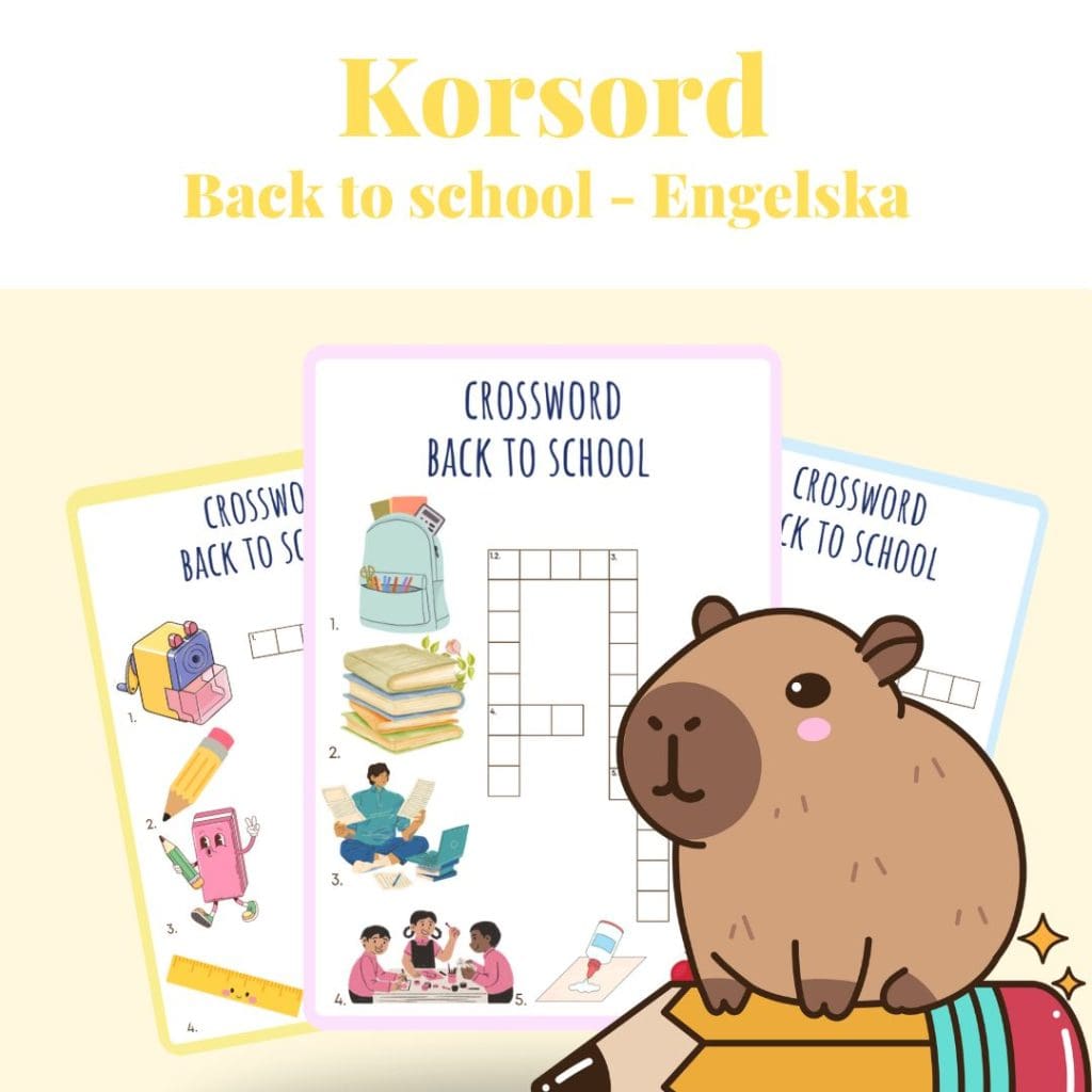 Korsord – Back to school 3st