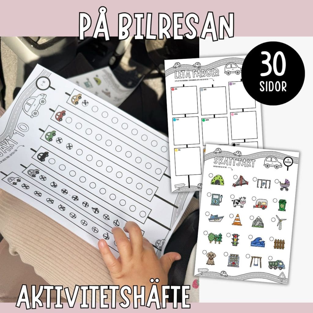 Bilresa/skolutflykt – Utmaningar, spel, skattjakter & pyssel