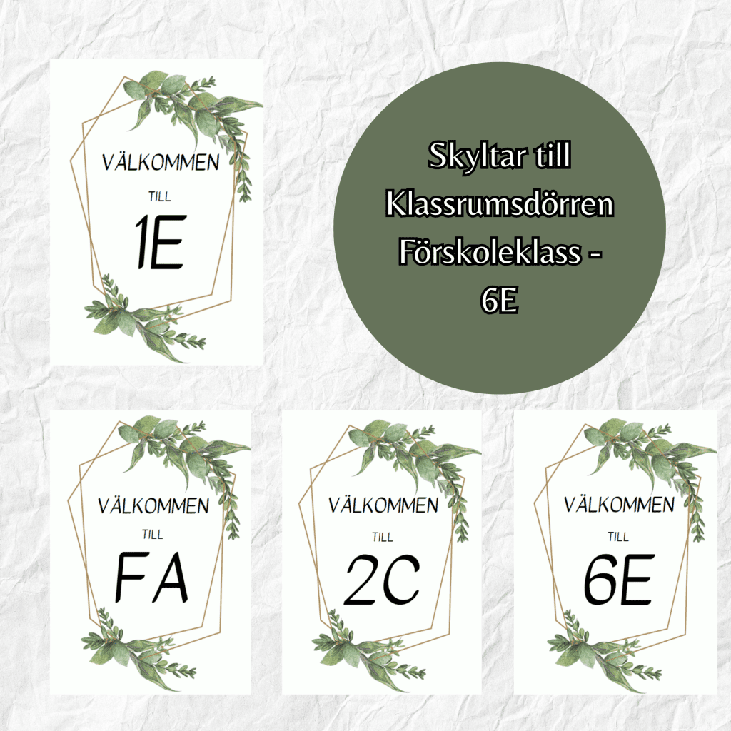 Välkommen klassrumsskyltar