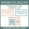 Skolstart Välkommen tillbaka vimplar, färdiga och redigerbara, turkos och beige