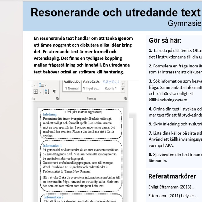 Textkartan - texttyper på SFI SVAgrund och SVA nivå 1-3