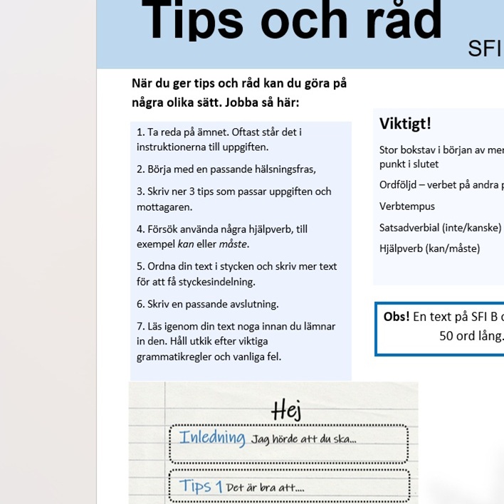 Textkartan - texttyper på SFI SVAgrund och SVA nivå 1-3