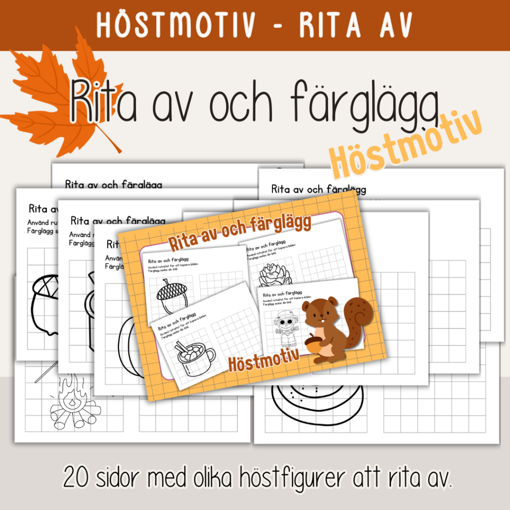 Höst – Rita av och färglägg – Hösttema