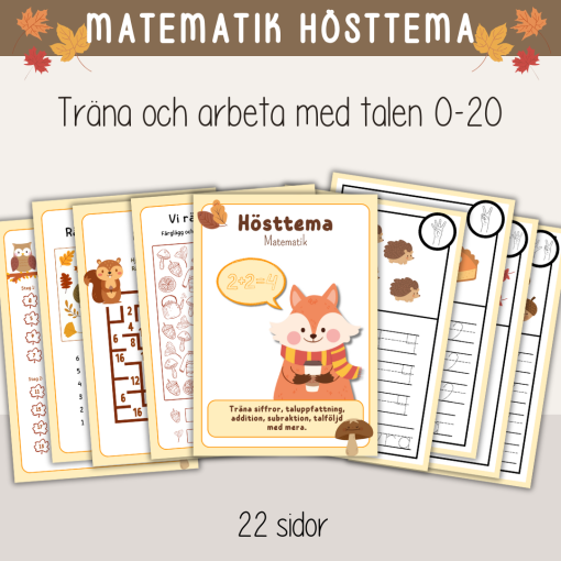 Höst - matematik med hösttema - Träna talen 0-20