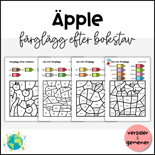 Färglägg efter bokstav - Äpple