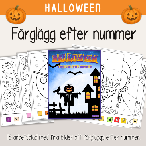 Halloween - Färglägg efter nummer - 15 sidor