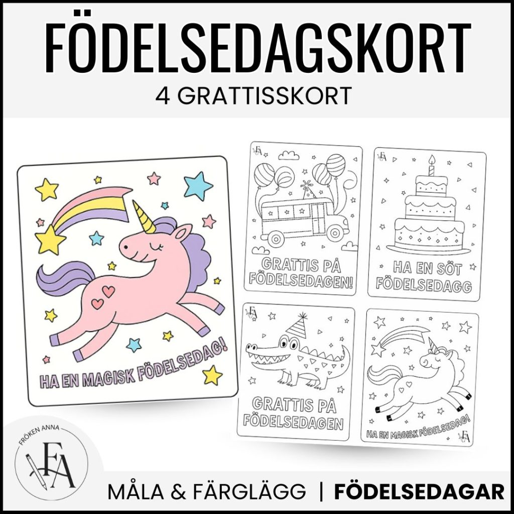 Födelsedagskort att färglägga