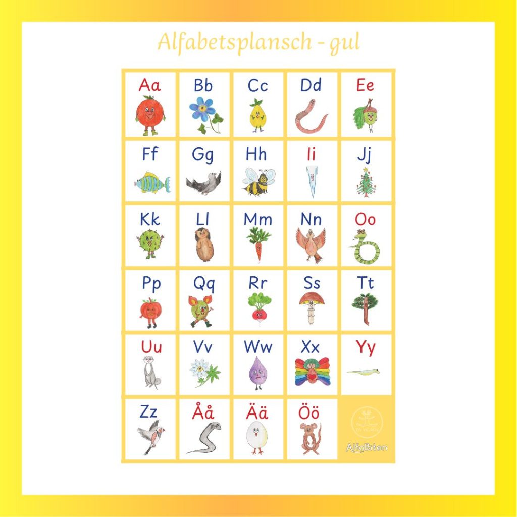 Alfabetsplansch A3 – gul