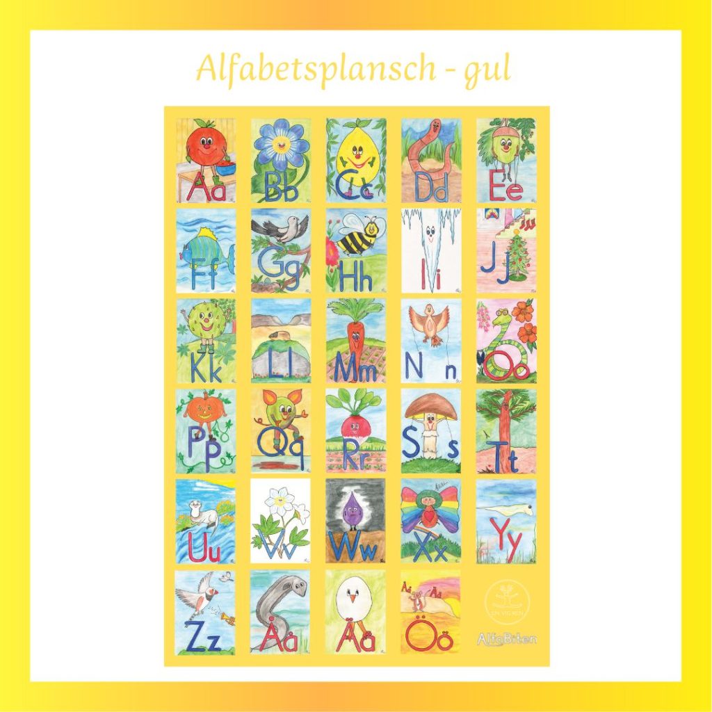 Alfabetsplansch A3 – gul