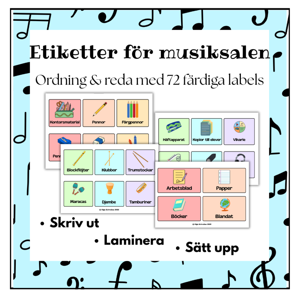 Etiketter för musiksalen – 72 färdiga labels