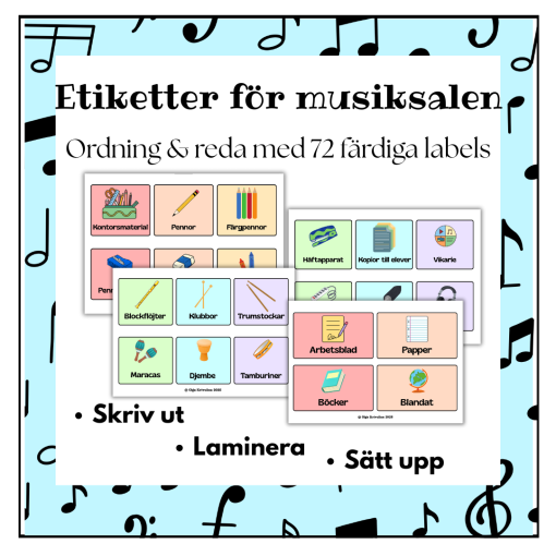 Etiketter för musiksalen - 72 färdiga labels