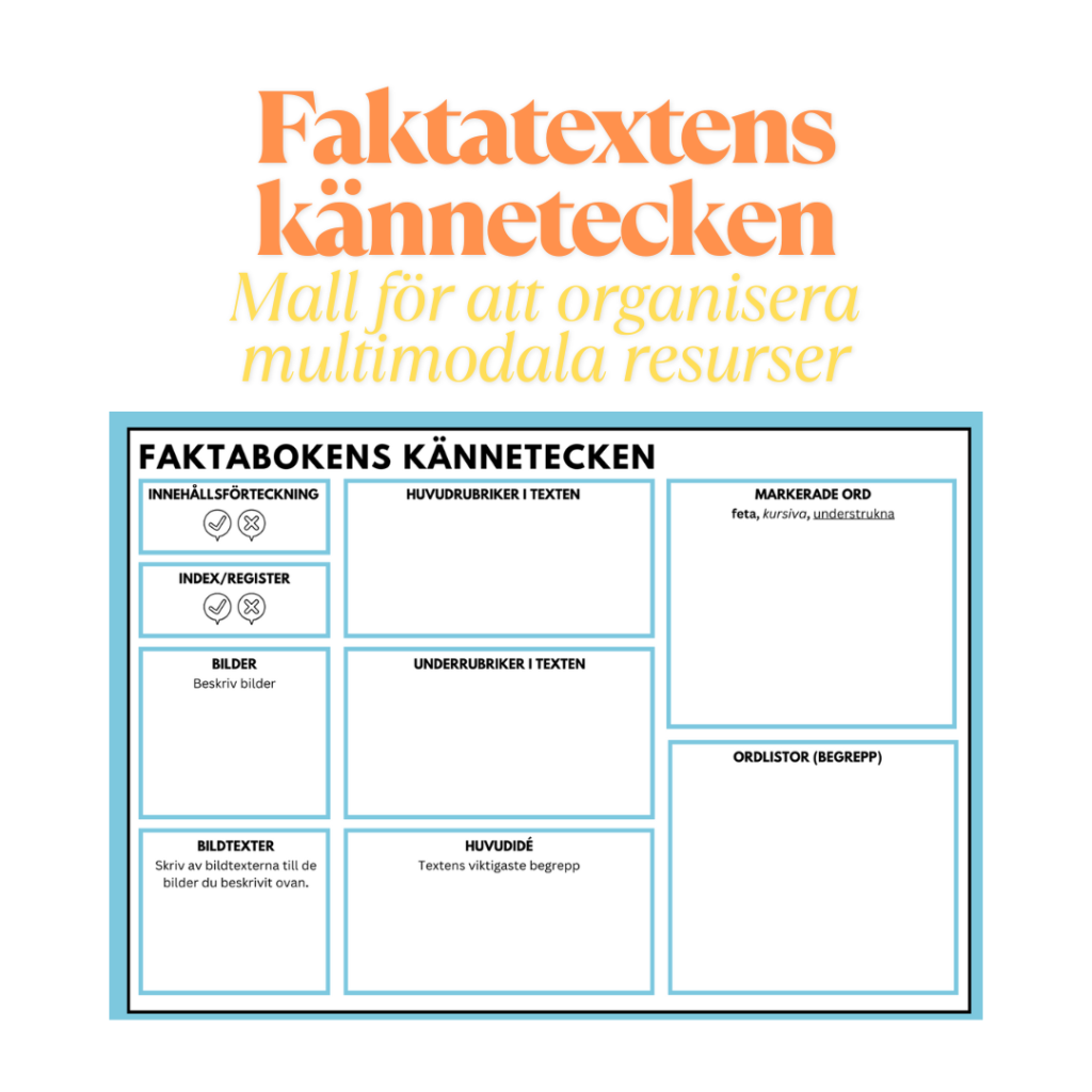 Faktabokens kännetecken: mall för att organisera multimodala resurser