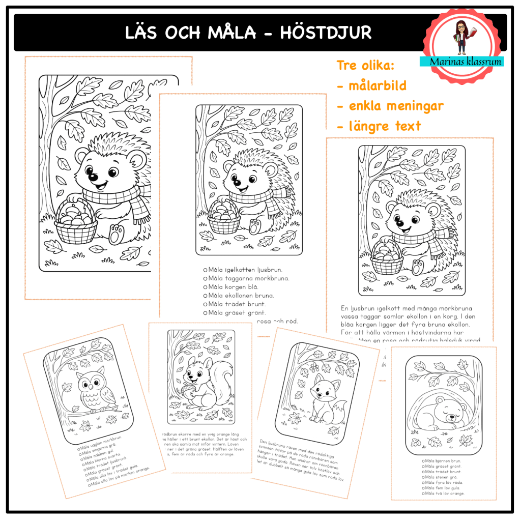 Läs och måla – höstdjuren