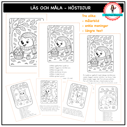 Läs och måla - höstdjuren