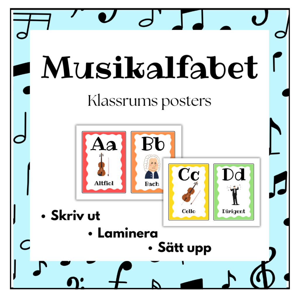 Musikalfabet – dekor för klassrummet