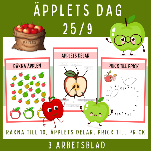 Äpplets dag, 3 arbetsblad