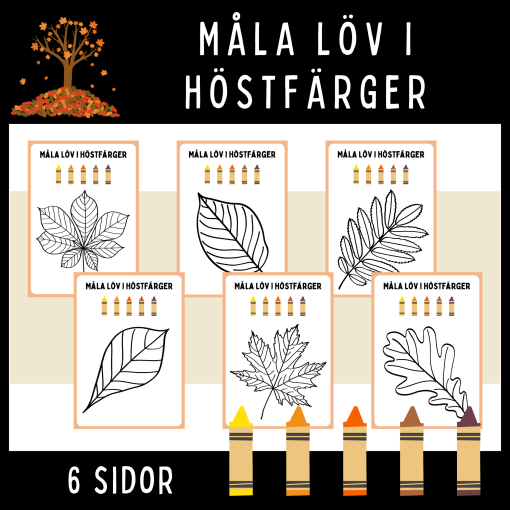 Måla löv i höstfärger