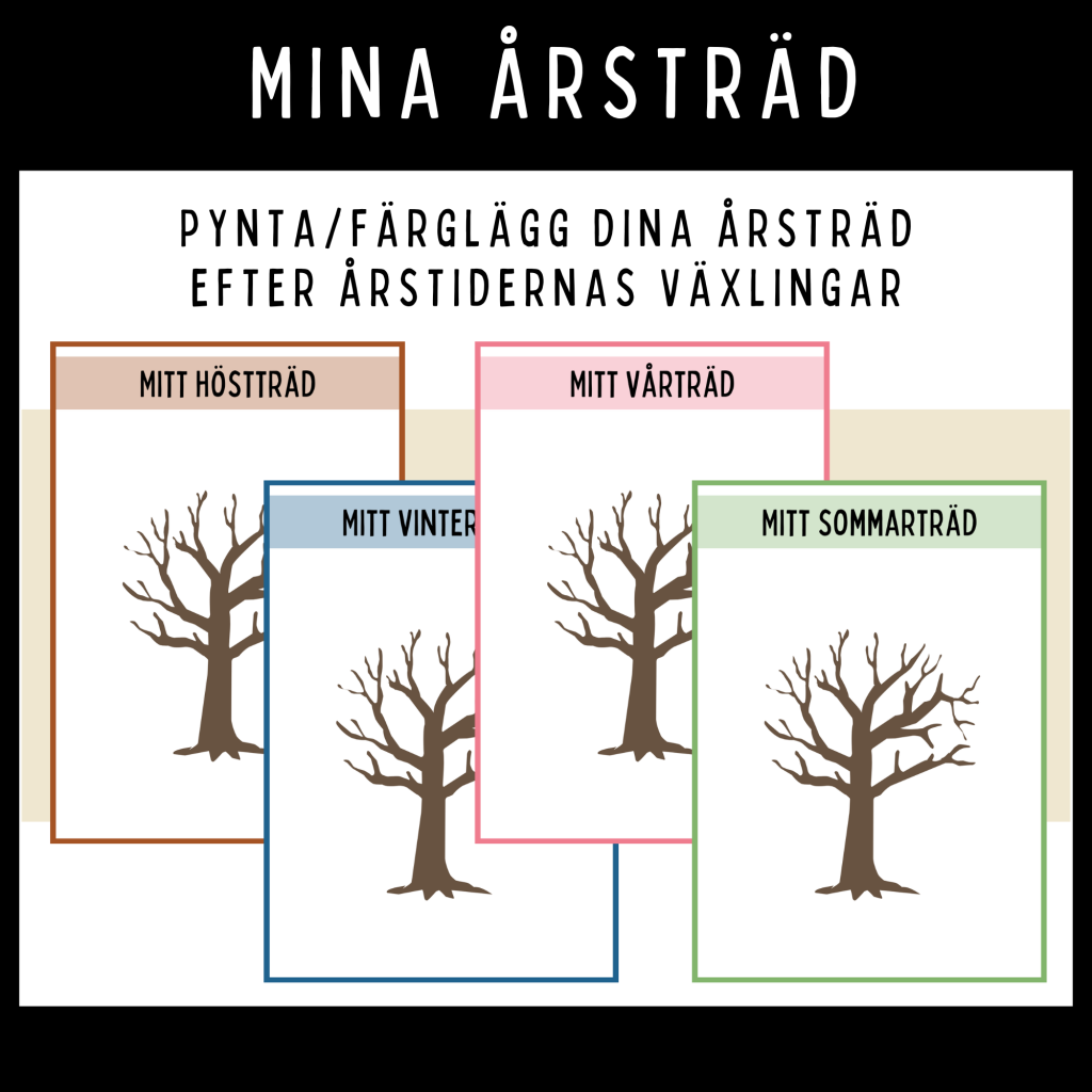Mina årsträd – pynta eller färglägg träden efter årstidernas växlingar