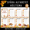 Spåra alfabetet med hösttema, häfte med 7 arbetsblad