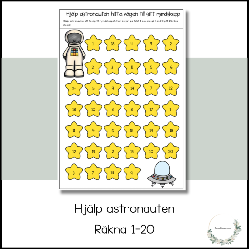 Hjälp astronauten - räkna 1-20