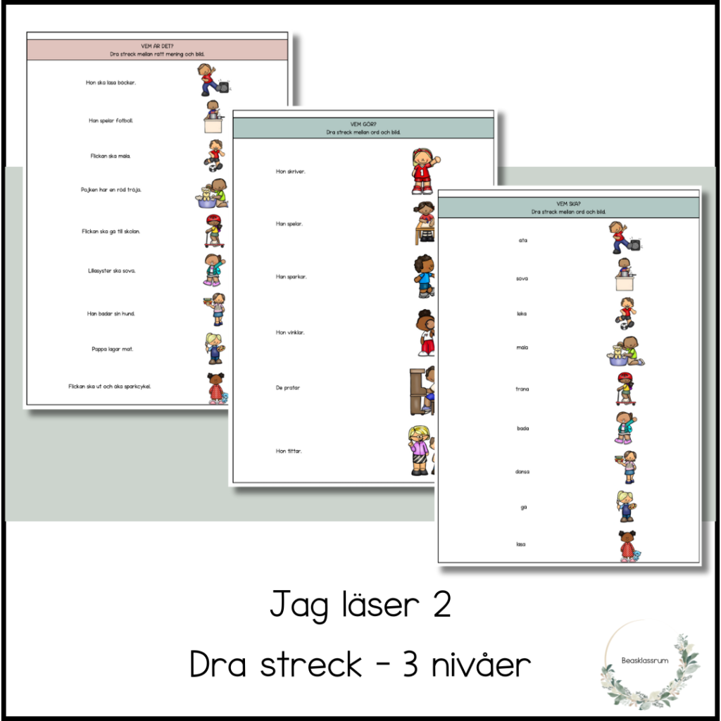 Jag läser – dra streck 2