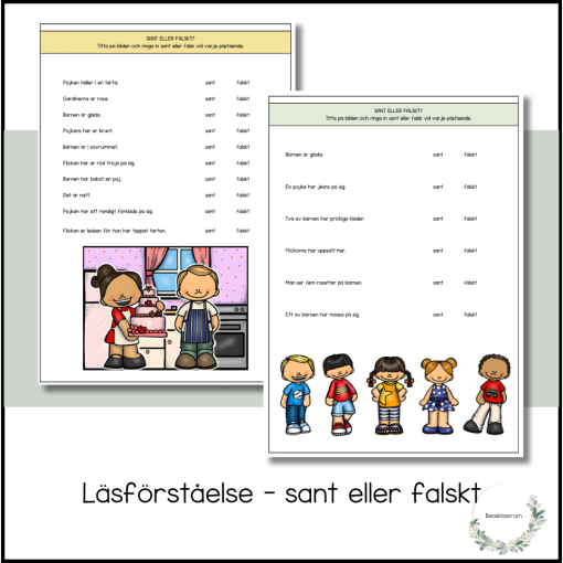 Läsförståelse - sant eller falskt