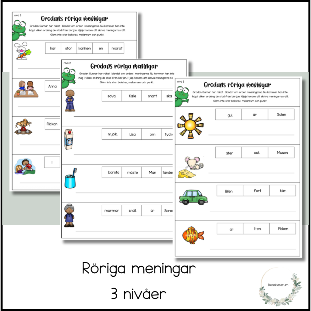 Röriga meningar – 3 nivåer