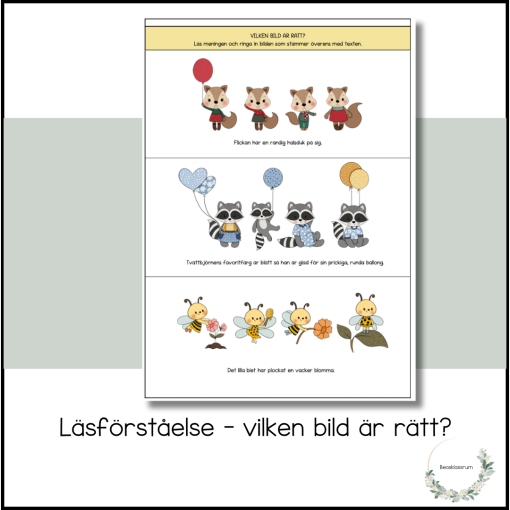 Läsförståelse - vilken bild är rätt?
