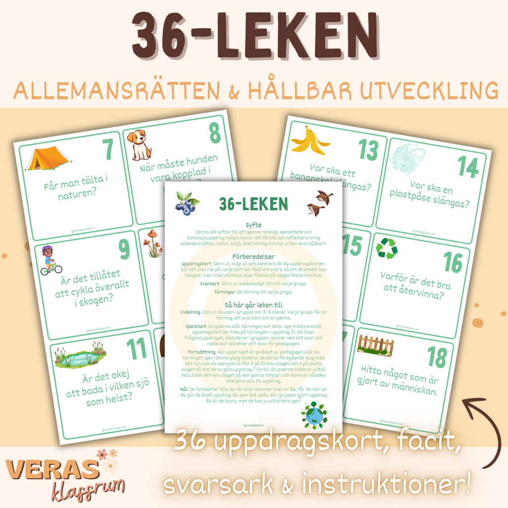 36-leken – Allemansrätten, hållbar utveckling, återvinning, natur & miljö