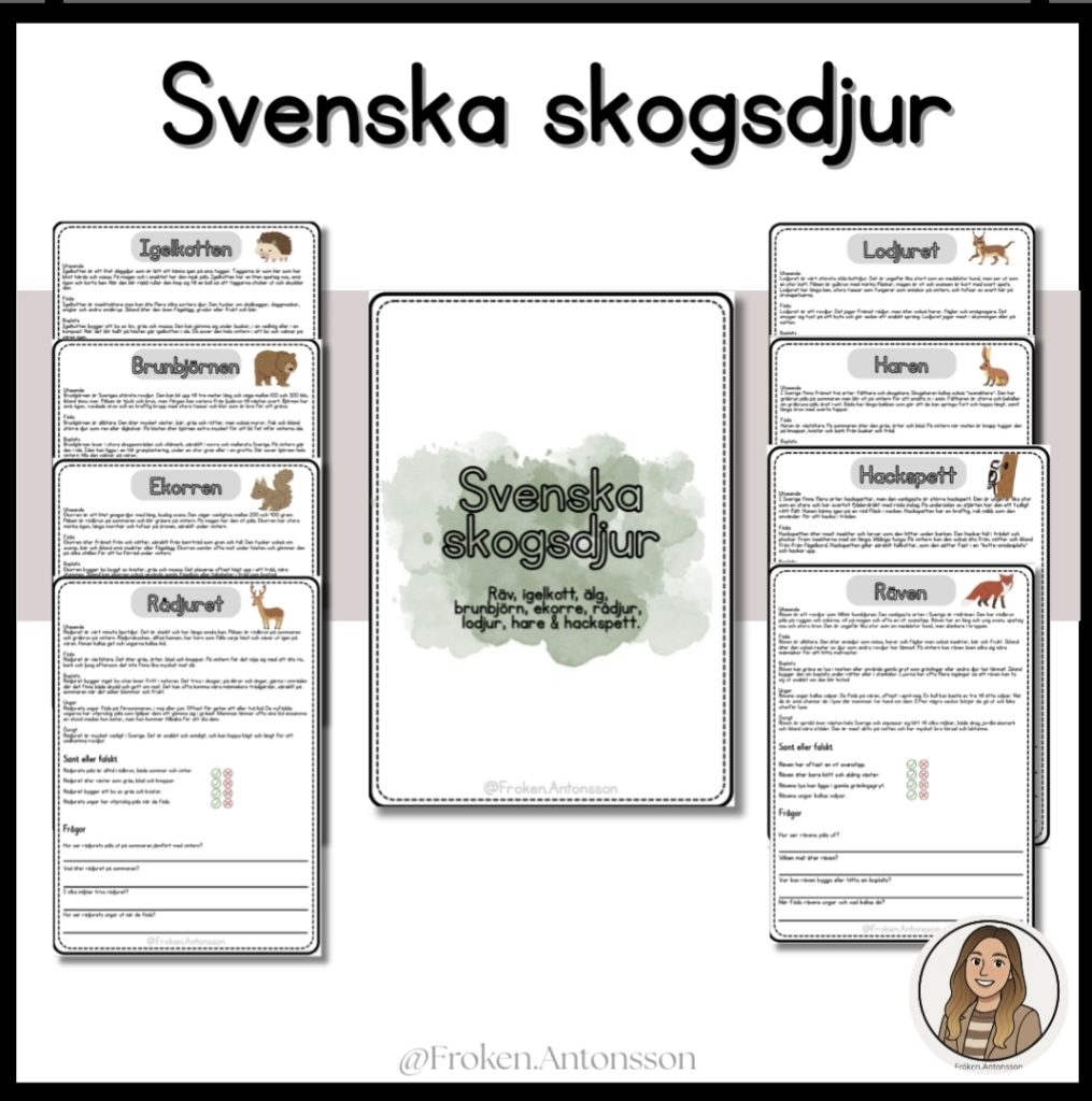 Svenska skogsdjur – arbetshäfte med faktatexter