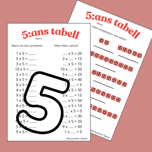 Multiplikation - 2:ans, 5:ans och 10:ans tabeller
