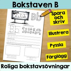 Bokstaven B: Arbetsblad med roliga och varierande övningar