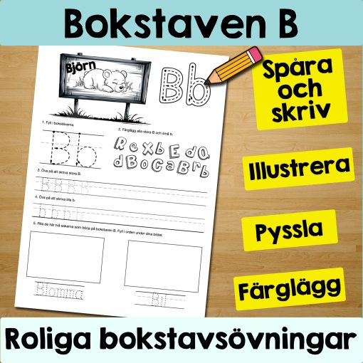 Bokstaven B: Arbetsblad med roliga och varierande övningar