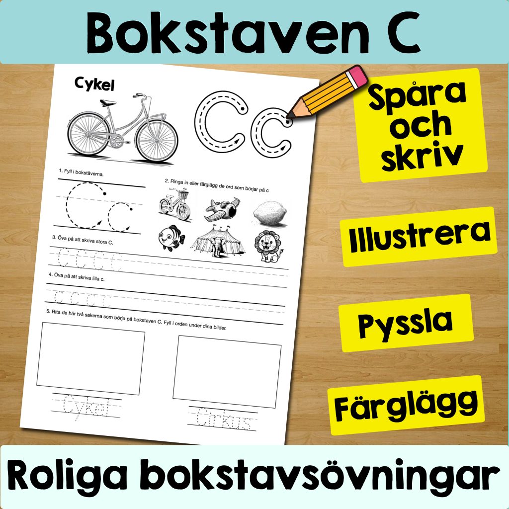 Bokstaven C: Arbetsblad med roliga och varierande övningar