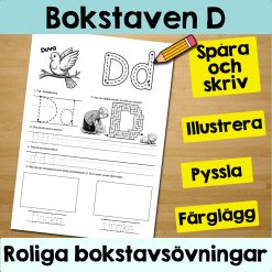 Bokstaven D: Arbetsblad med roliga och varierande övningar