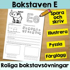 Bokstaven E: Arbetsblad med roliga och varierande övningar