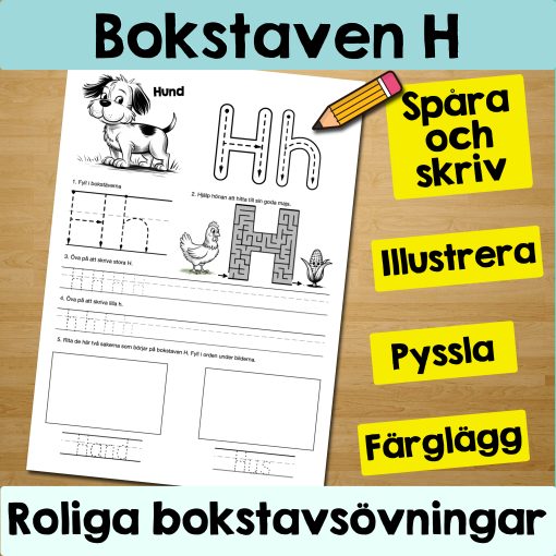 Bokstaven H: Arbetsblad med roliga och varierande övningar