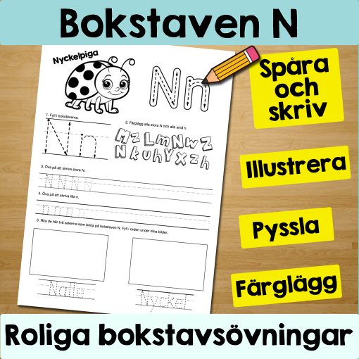 Bokstaven N: Arbetsblad med roliga och varierande övningar