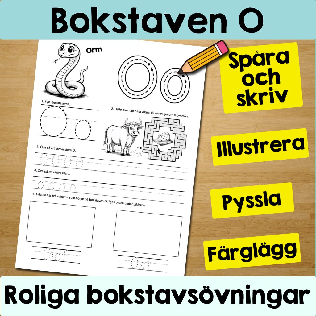 Bokstaven O: Arbetsblad med roliga och varierande övningar