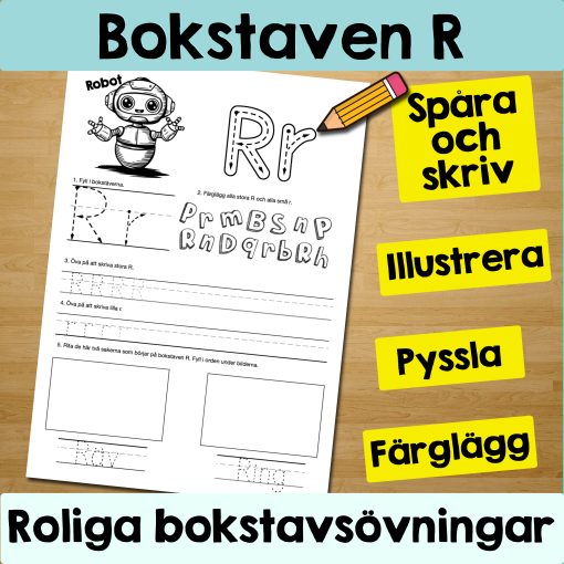 Bokstaven R: Arbetsblad med roliga och varierande övningar
