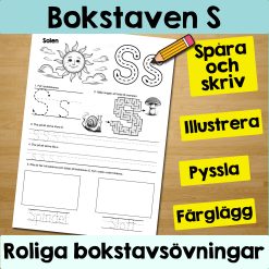 Bokstaven S: Arbetsblad med roliga och varierande övningar