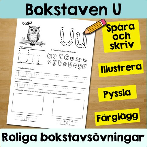 Bokstaven U: Arbetsblad med roliga och varierande övningar